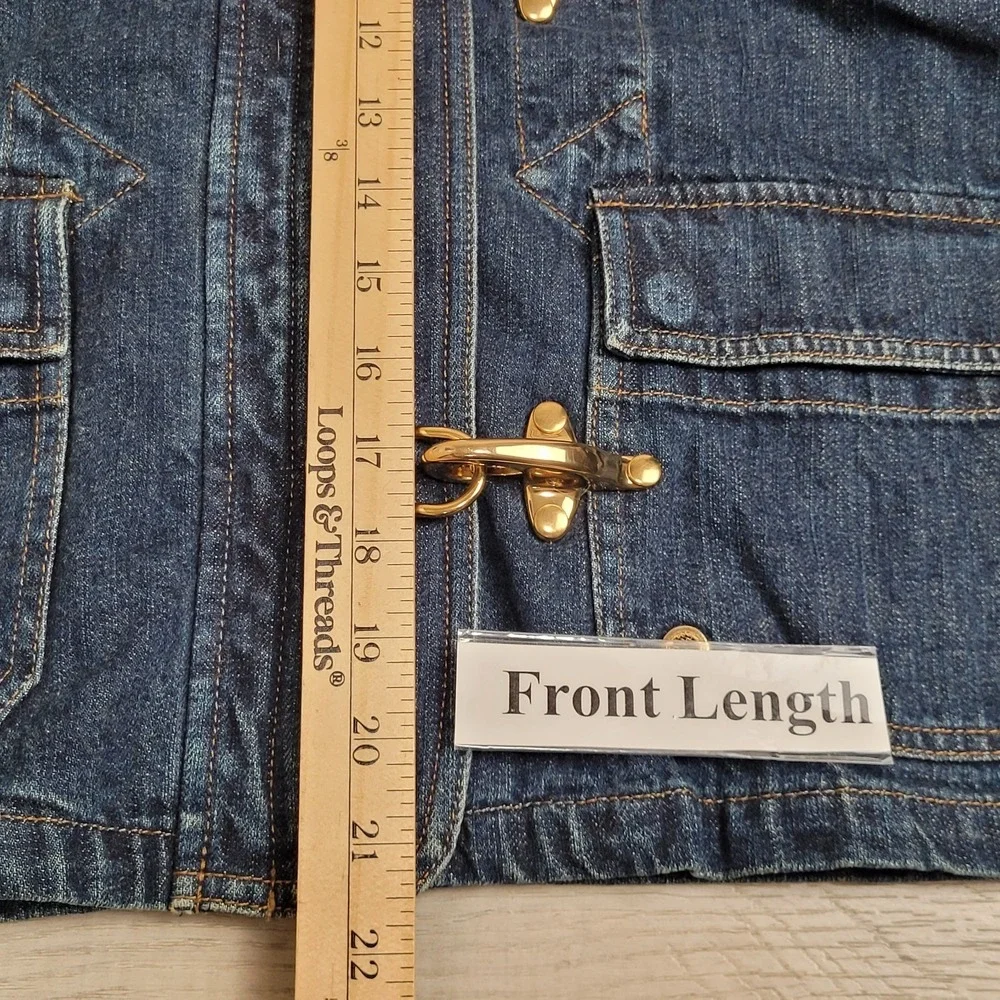 🐎Vintage Lauren Jeans Co Ralph Lauren Women M Blue Denim Fireman Jacket 90s Y2K - Picture 15 of 16